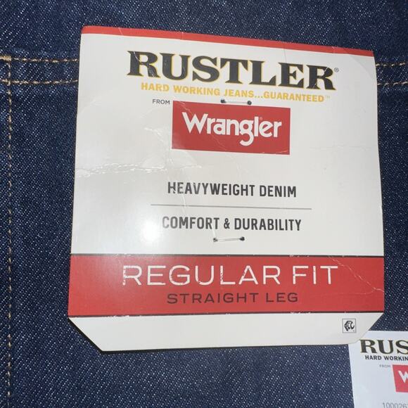 Rustler Wrangler Jeans Mens 48x30 Regular Fit Straight Leg Heavyweight Denim New - Picture 5 of 8